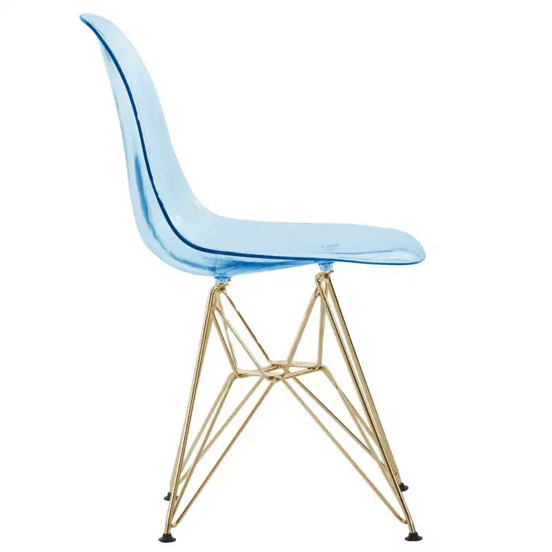 Ensemble de salle à manger 5 pièces LeisureMod avec table de salle à manger ronde de 35 po à piédestal en fer et 4 chaises d'appoint en plastique ABS avec base dorée