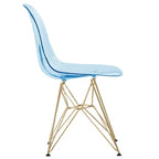 Ensemble de salle à manger 5 pièces LeisureMod avec table de salle à manger ronde de 35 po à piédestal en fer et 4 chaises d'appoint en plastique ABS avec base dorée