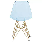 Ensemble de salle à manger 5 pièces LeisureMod avec table de salle à manger ronde de 35 po à piédestal en fer et 4 chaises d'appoint en plastique ABS avec base dorée