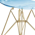 Ensemble de salle à manger 5 pièces LeisureMod avec table de salle à manger ronde de 35 po à piédestal en fer et 4 chaises d'appoint en plastique ABS avec base dorée