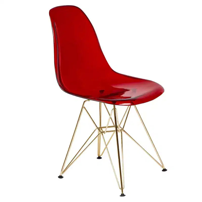Ensemble de salle à manger 5 pièces LeisureMod avec table de salle à manger ronde de 35 po à piédestal en fer et 4 chaises d'appoint en plastique ABS avec base dorée