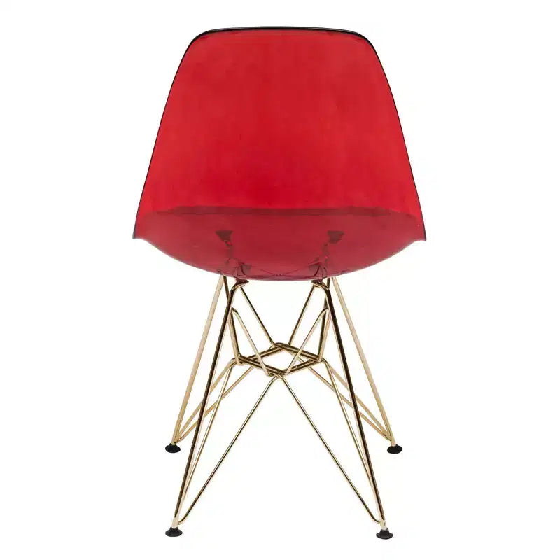 Ensemble de salle à manger 5 pièces LeisureMod avec table de salle à manger ronde de 35 po à piédestal en fer et 4 chaises d'appoint en plastique ABS avec base dorée