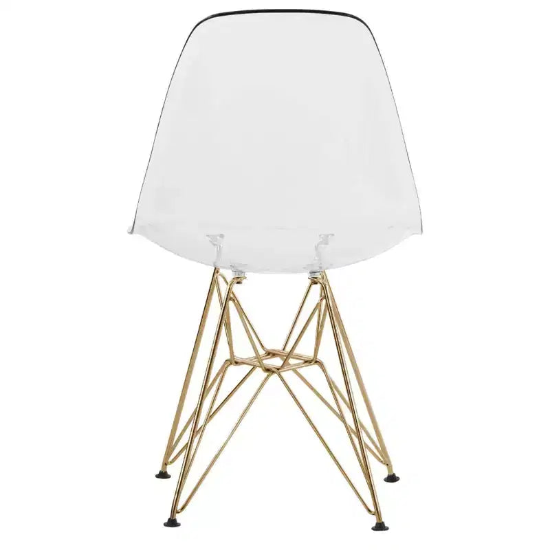 Ensemble de salle à manger 5 pièces LeisureMod avec table de salle à manger ronde de 35 po à piédestal en fer et 4 chaises d'appoint en plastique ABS avec base dorée