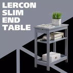 Kings Brand Furniture - Table d'appoint étroite en bois avec étagères de rangement et tiroir coulissant, table de chevet pour chambre à coucher, salon