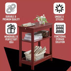 Kings Brand Furniture - Table d'appoint étroite en bois avec étagères de rangement et tiroir coulissant, table de chevet pour chambre à coucher, salon