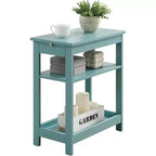 Kings Brand Furniture - Table d'appoint étroite en bois avec étagères de rangement et tiroir coulissant, table de chevet pour chambre à coucher, salon