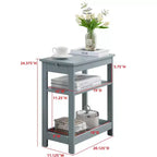 Kings Brand Furniture - Table d'appoint étroite en bois avec étagères de rangement et tiroir coulissant, table de chevet pour chambre à coucher, salon