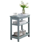 Kings Brand Furniture - Table d'appoint étroite en bois avec étagères de rangement et tiroir coulissant, table de chevet pour chambre à coucher, salon