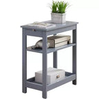 Kings Brand Furniture - Table d'appoint étroite en bois avec étagères de rangement et tiroir coulissant, table de chevet pour chambre à coucher, salon