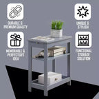 Kings Brand Furniture - Table d'appoint étroite en bois avec étagères de rangement et tiroir coulissant, table de chevet pour chambre à coucher, salon