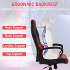 BestMassage Chaise de jeu Chaise de bureau avec soutien lombaire Hauteur réglable Cuir PU Chaise de direction pour femmes, hommes et adultes