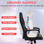 BestMassage Chaise de jeu Chaise de bureau avec soutien lombaire Hauteur réglable Cuir PU Chaise de direction pour femmes, hommes et adultes