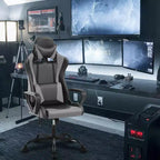 Chaise de bureau BestMassage Gaming Chair à dossier haut avec support lombaire, fonction massage et roulettes en cuir PU pour adultes et adolescents