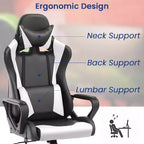 Chaise de bureau BestMassage Gaming Chair à dossier haut avec support lombaire, fonction massage et roulettes en cuir PU pour adultes et adolescents