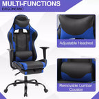 Chaise de jeu BestMassage, chaise de gamer avec support lombaire et repose-pieds, conception pivotante roulante, chaise de bureau pour la maison et le jeu