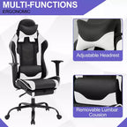 Chaise de jeu BestMassage, chaise de gamer avec support lombaire et repose-pieds, conception pivotante roulante, chaise de bureau pour la maison et le jeu
