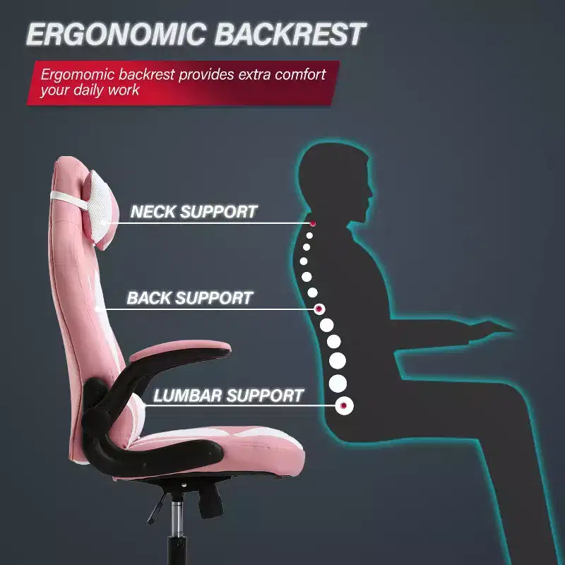 Chaise de jeu BestMassage, chaise de bureau avec support lombaire, revêtement en similicuir et base pivotante à roulettes pour le jeu sur PC et l'utilisation exécutive