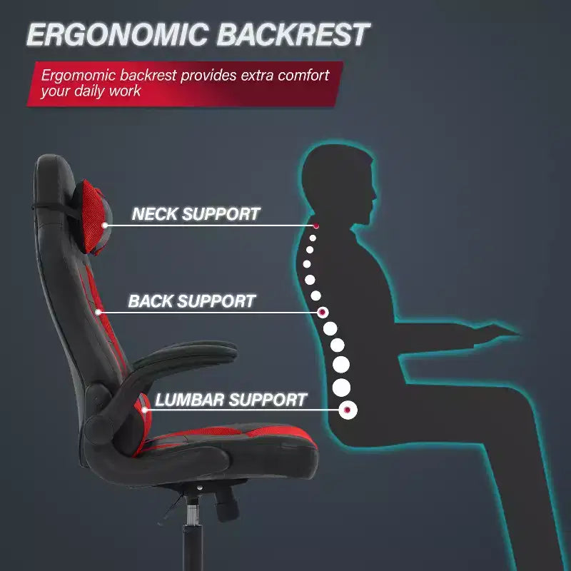 Chaise de jeu BestMassage, chaise de bureau avec support lombaire, revêtement en similicuir et base pivotante à roulettes pour le jeu sur PC et l'utilisation exécutive