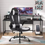 Chaise de jeu BestMassage, chaise de bureau avec support lombaire, revêtement en similicuir et base pivotante à roulettes pour le jeu sur PC et l'utilisation exécutive