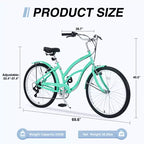 Vélo Cruiser 26 Pouces, 7 Vitesses Couleurs Multiples Vélo de Plage Homme Femme avec Freins V Avant et Arrière