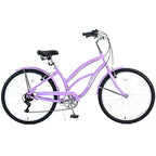Vélo Cruiser 26 Pouces, 7 Vitesses Couleurs Multiples Vélo de Plage Homme Femme avec Freins V Avant et Arrière