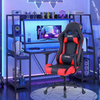 Chaise de jeu BestMassage, chaise de bureau avec support lombaire, appui-tête, accoudoirs et roulettes pivotantes pour joueurs de PC