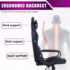 Chaise de bureau de jeu BestMassage Chaise de bureau Chaise d'ordinateur avec accoudoirs Support lombaire pivotant à 360° Chaise de direction pour adultes