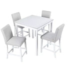 Ensemble de salle à manger 5 pièces à hauteur de comptoir : table carrée en bois, 4 chaises rembourrées avec décor en cristal, idéal pour la cuisine