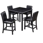 Ensemble de salle à manger 5 pièces à hauteur de comptoir : table carrée en bois, 4 chaises rembourrées avec décor en cristal, idéal pour la cuisine