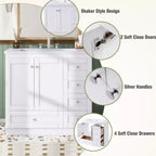 Meuble-lavabo autoportant de salle de bain de style shaker de 36 po avec évier, 4 tiroirs à fermeture douce et 2 portes à fermeture douce