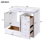 Meuble-lavabo autoportant de salle de bain de style shaker de 36 po avec évier, 4 tiroirs à fermeture douce et 2 portes à fermeture douce