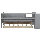 Lit de repos double multifonctionnel Whisen avec tiroirs et lit gigogne, rangement de tête de lit et tables, station de recharge USB