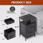DEXYLLO Ensemble de 2 tables de chevet avec station de charge, table d'appoint avec 2 tiroirs en tissu pour le rangement, petite commode de chambre, table d'appoint pour salon