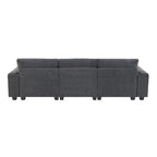 Canapé modulable multifonctionnel GDFStudio Yedda 96 en chenille avec table rabattable et porte-gobelets