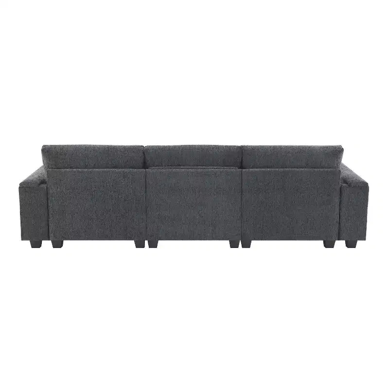 Canapé modulable multifonctionnel GDFStudio Yedda 96 en chenille avec table rabattable et porte-gobelets