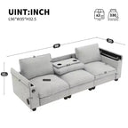Canapé modulable multifonctionnel GDFStudio Yedda 96 en chenille avec table rabattable et porte-gobelets