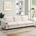 GDFStudio Yedda Multifunctional 96 Chenille Storage Sectional Sofa with Drop-Down Table and Cup Holders