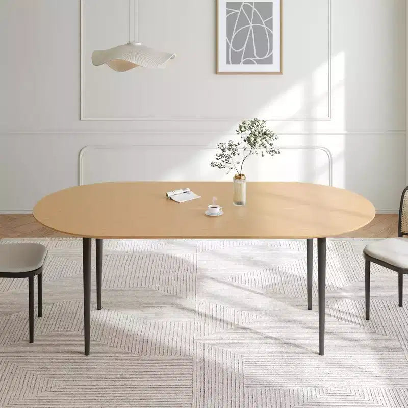 Table de salle à manger/de cuisine en bois ovale Dovelina avec pieds en métal