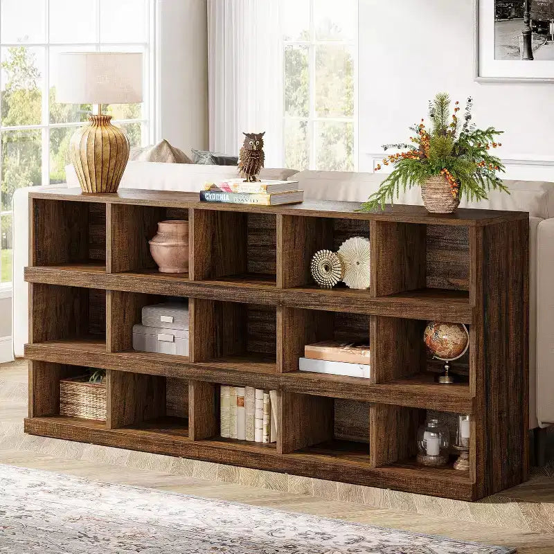 Console de table Lantine de 63 pouces à 15 cubes, style ferme, pour entrée