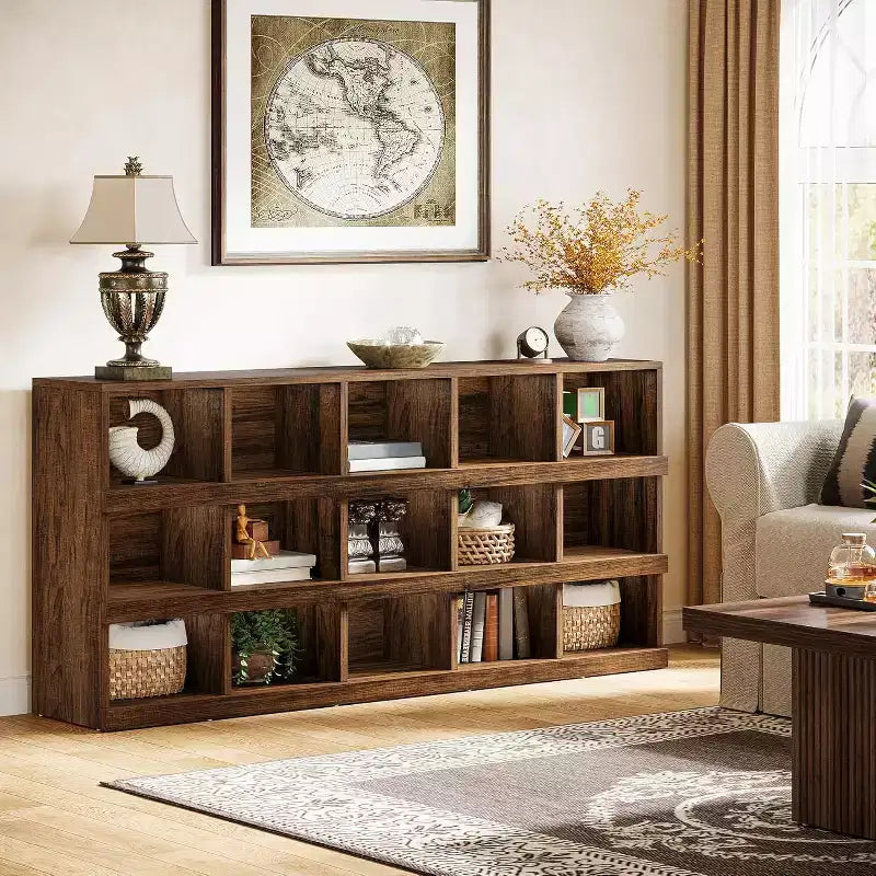 Console de table Lantine de 63 pouces à 15 cubes, style ferme, pour entrée