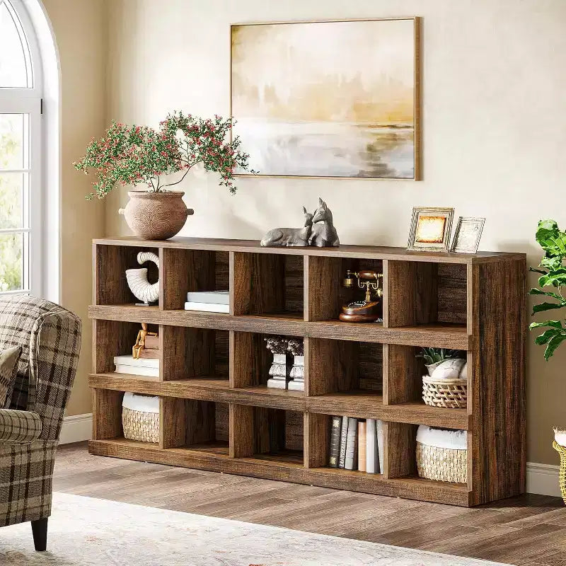 Console de table Lantine de 63 pouces à 15 cubes, style ferme, pour entrée