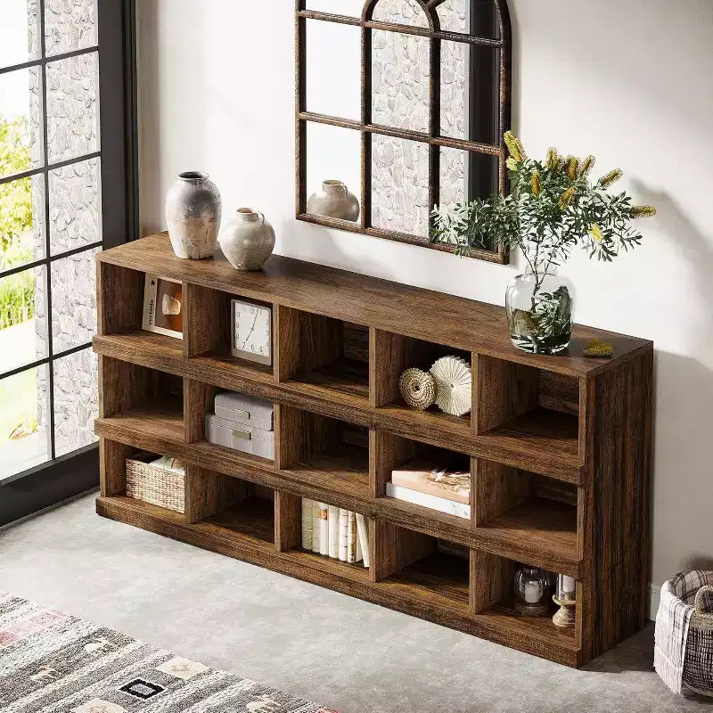 Console de table Lantine de 63 pouces à 15 cubes, style ferme, pour entrée