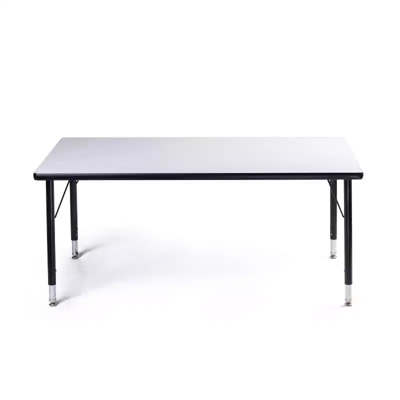 Ensemble Table et Chaises d'Activité Bintiva, Table noire à bord pulvérisé 60x120 cm avec pieds réglables et 4 Chaises de Classe 12 ZUUL noires