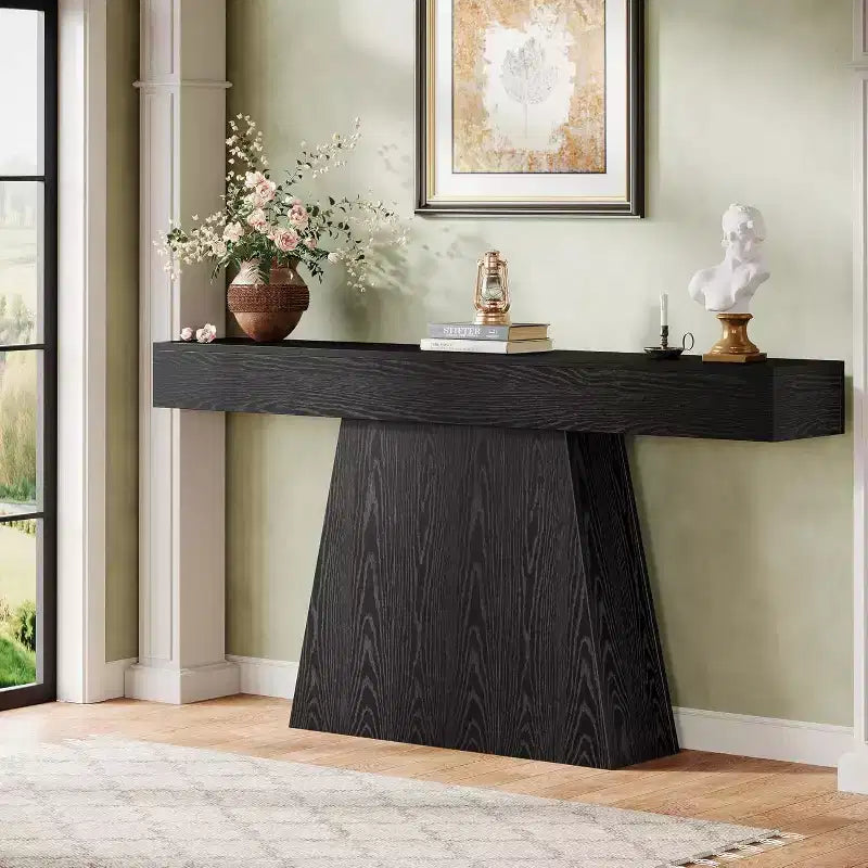 Lantine 63 Table Console, Table d'Entrée de Style Ferme avec Base Trapézoïdale pour Entrée, Couloir, Salon