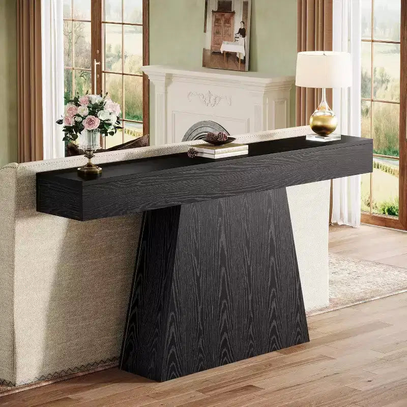 Lantine 63 Table Console, Table d'Entrée de Style Ferme avec Base Trapézoïdale pour Entrée, Couloir, Salon