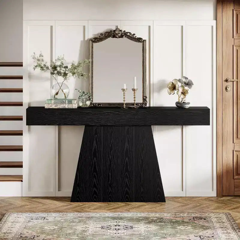 Lantine 63 Table Console, Table d'Entrée de Style Ferme avec Base Trapézoïdale pour Entrée, Couloir, Salon