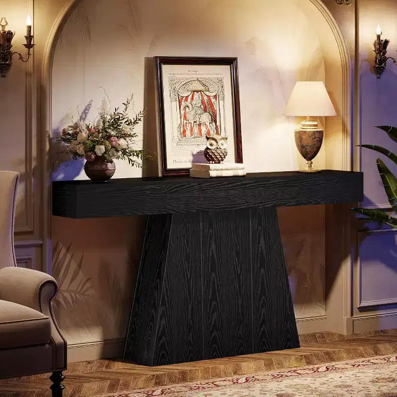 Lantine 63 Table Console, Table d'Entrée de Style Ferme avec Base Trapézoïdale pour Entrée, Couloir, Salon