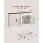 Meuble à café, Armoire de rangement de cuisine avec 2 tiroirs, Buffet de ferme avec étagères réglables pour la cuisine