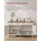 Meuble à café, Armoire de rangement de cuisine avec 2 tiroirs, Buffet de ferme avec étagères réglables pour la cuisine