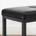 Banc de salle à manger, banc ottoman avec siège rembourré en cuir PU, cadre en acier, 108 x 32,5 x 48 cm, pour couloir, chambre à coucher, noir